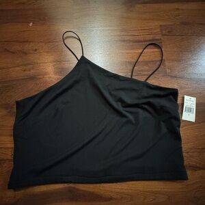 Good American Black Asymmetric Spaghetti Tank